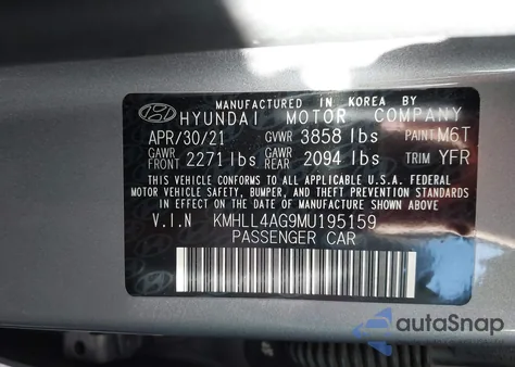2021 Hyundai Elantra Se z USA, uszkodzony, nr VIN KMHLL4AG9MU195159